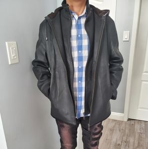 Genuine leather jacket with insert, men M,